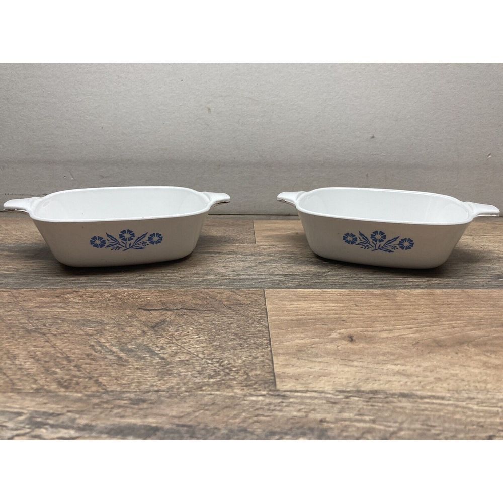 2 Vtg Corning Ware P-41 Blue Cornflower Petite Pans Casserole Dishes 1 3/4 Cups